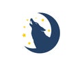 Half moon with howling wolf and star Royalty Free Stock Photo