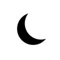 Half moon in night sky. Black crescent isolated on white background. Icon new moon. Simple shape outline. Silhouette graphic eleme Royalty Free Stock Photo