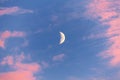 Half moon with red clouds Royalty Free Stock Photo