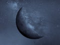 Half Blue Moon In Space Royalty Free Stock Photo