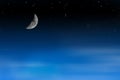 Half moon on starry sky with Moving clouds Royalty Free Stock Photo