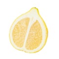 Half natural Lemon fruit isolated on white background. File contains clipping path Royalty Free Stock Photo