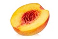 Half nectarine peach fruit isolated on white background. Organic peach. File contains clipping path Royalty Free Stock Photo