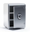 Half open empty steel safe. 3D illustration