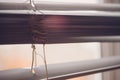 Half open horizontal blinds with gap for view Royalty Free Stock Photo