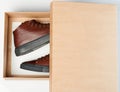Half open paper shoe box Royalty Free Stock Photo