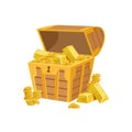 Half Open Pirate Chest With Golden Bars, Hidden Treasure And Riches For Reward In Flash Came Design Variation