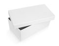 Half-open shoe box on white Royalty Free Stock Photo