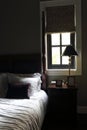 Half opened the curtain of the bedroom