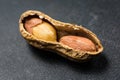 Half Opened Peanut Shell Showing Contents Close Up View