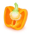 Half of orange Bell pepper isolated on a white background.