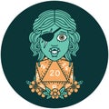 half orc rogue with natural 20 dice roll icon Royalty Free Stock Photo