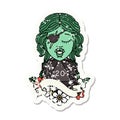 half orc rogue with natural twenty dice roll grunge sticker Royalty Free Stock Photo