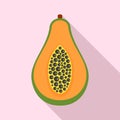 Half of papaya icon, flat style