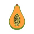 Half of papaya icon, flat style