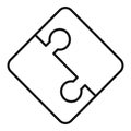 Half part puzzle icon, outline style