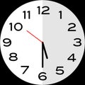 Half past 5 o`clock analog clock icon Royalty Free Stock Photo