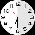 Half past 6 o`clock analog clock icon Royalty Free Stock Photo