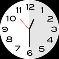 Half past 12 o`clock analog clock icon Royalty Free Stock Photo