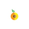 Half peach apricot sliced icon. Flat illustration of half peach vector icon for web design