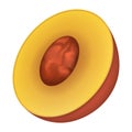 Half of peach icon, realistic style