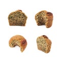 Half of a pecan nut muffin isolated Royalty Free Stock Photo