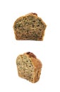 Half of a pecan nut muffin isolated Royalty Free Stock Photo