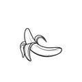 Half peeled banana hand drawn sketch icon. Royalty Free Stock Photo