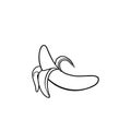 Half peeled banana hand drawn sketch icon. Royalty Free Stock Photo