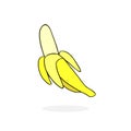 Half peeled banana illustration vector. Simple icon of fruit. Royalty Free Stock Photo