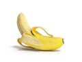 Half peeled Banana Open Banana 3d render isolated on a white background