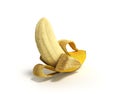 Half peeled Banana Open Banana 3d render on white background