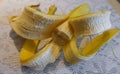 Half peeled Banana, Open Banana. Close-up Royalty Free Stock Photo