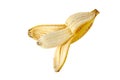 Half peeled Cavendish variety banana fruit isolated on white. Transparent png additional format Royalty Free Stock Photo