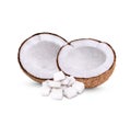 Half-peeled coconut isolated on white background Royalty Free Stock Photo