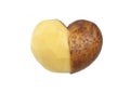 Half-peeled potatoes in the form of heart Royalty Free Stock Photo