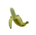 Half peeled ripe banana, isolated on white background Royalty Free Stock Photo