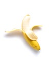 Half peeled ripe banana, isolated on white background Royalty Free Stock Photo