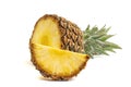 Half pineapple with slice on white background Royalty Free Stock Photo