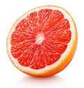 Half of pink grapefruit citrus fruit isolated on white Royalty Free Stock Photo