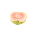 Half Pink Guava isolated on white background with clipping path.