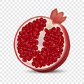 Half pomegranate icon, realistic style