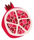 Half pomegranate icon. Red juicy seed fruit Royalty Free Stock Photo