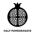 Half Pomegranate icon vector isolated on white background, logo Royalty Free Stock Photo