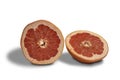 Half pomelo grapefruits isolated on white