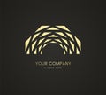 A half premium pieces triangles logo design, and pieces of circle cuts s templates for busineww and company. abstract gold logo