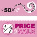 Half Price Fifty Percent Off Sale Logos Royalty Free Stock Photo