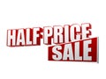 Half price sale in 3d letters and block Royalty Free Stock Photo