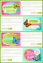 Half Price Spring Sale Off Stickers on Web Posters Royalty Free Stock Photo