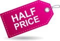 Half price tag label pink